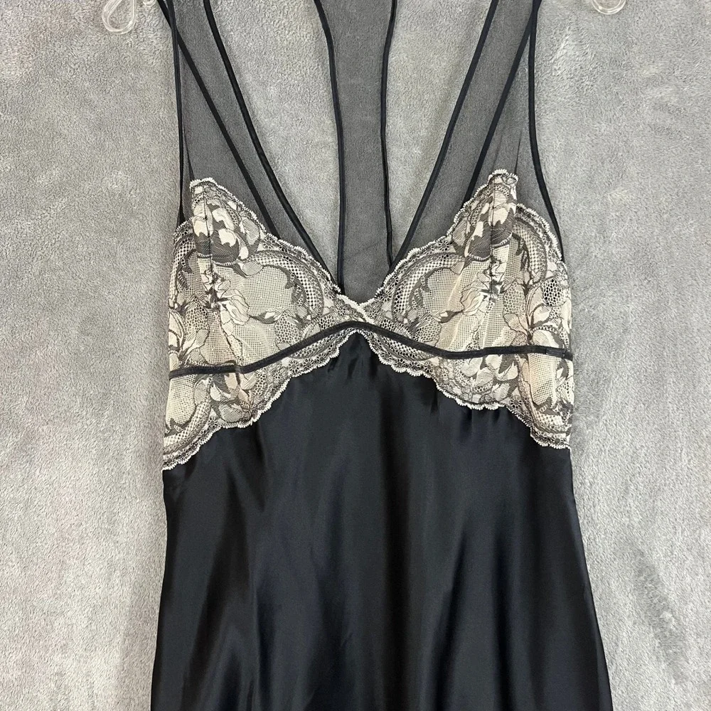 Calvin Klein Sleepwear Mini Dress Womens L 100% Silk Lace Coquette